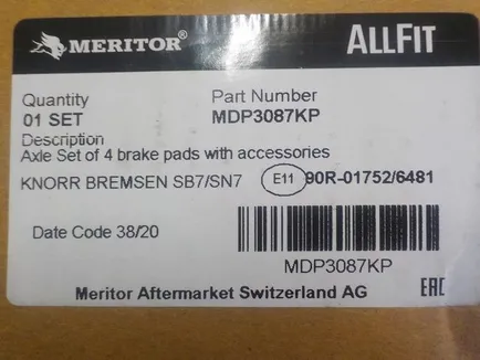 MDP3087KP MERITOR Колодки тормозные