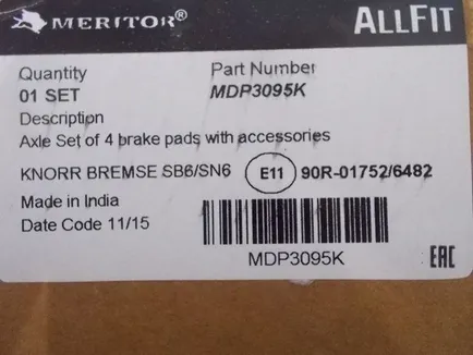 MDP3095K MERITOR Колодки тормозные