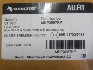 MDP3087KP MERITOR Колодки тормозные