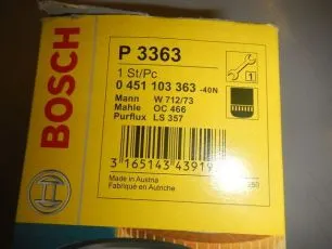 451103363 BOSCH Фильтр масляный